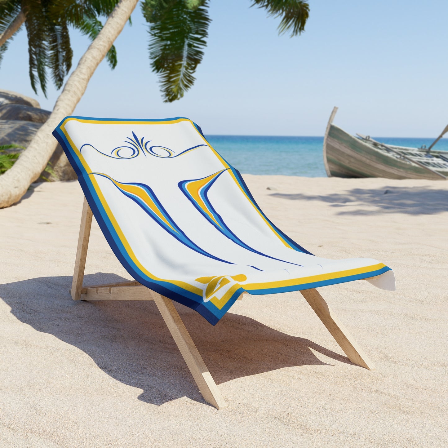 Desert Girl Blue Yellow Pinstripe Beach Towel