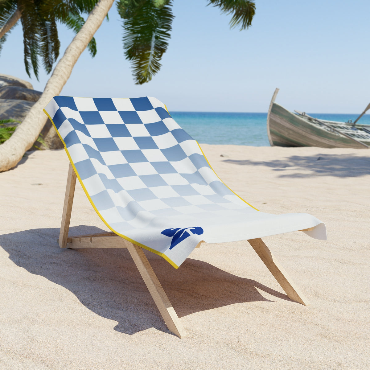 Desert Girl Blue Checkered Fade Beach Towel
