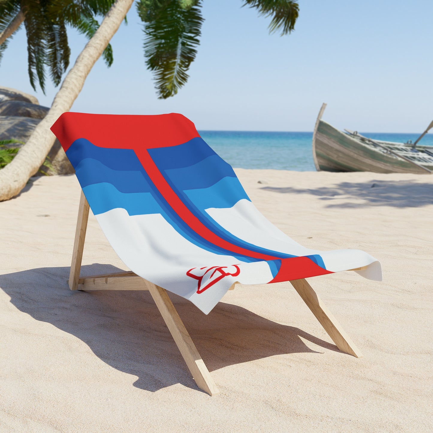 Desert Girl Red White Blue Beach Towel