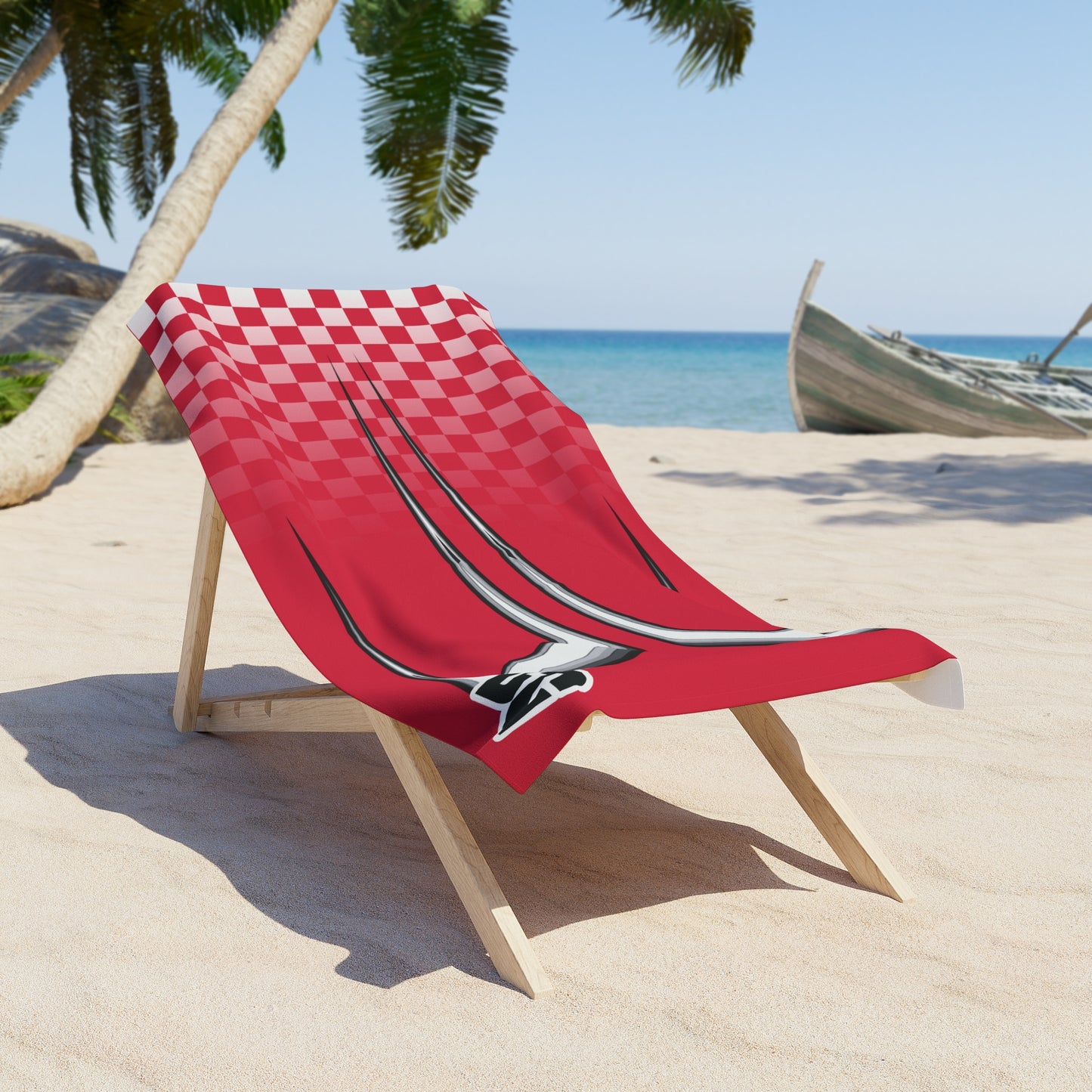 Desert Girl Red Strike Checkered Beach Towel