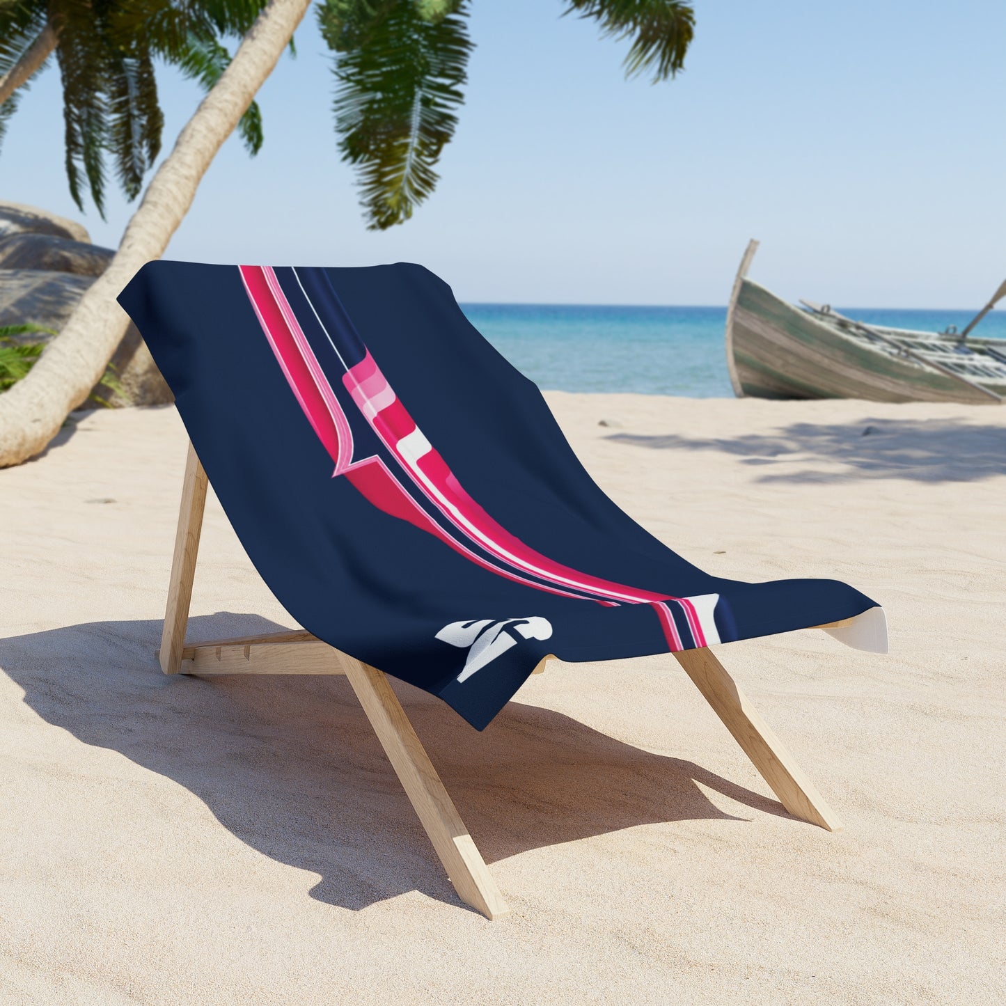 Desert Girl Blue Pink Stripe Beach Towel