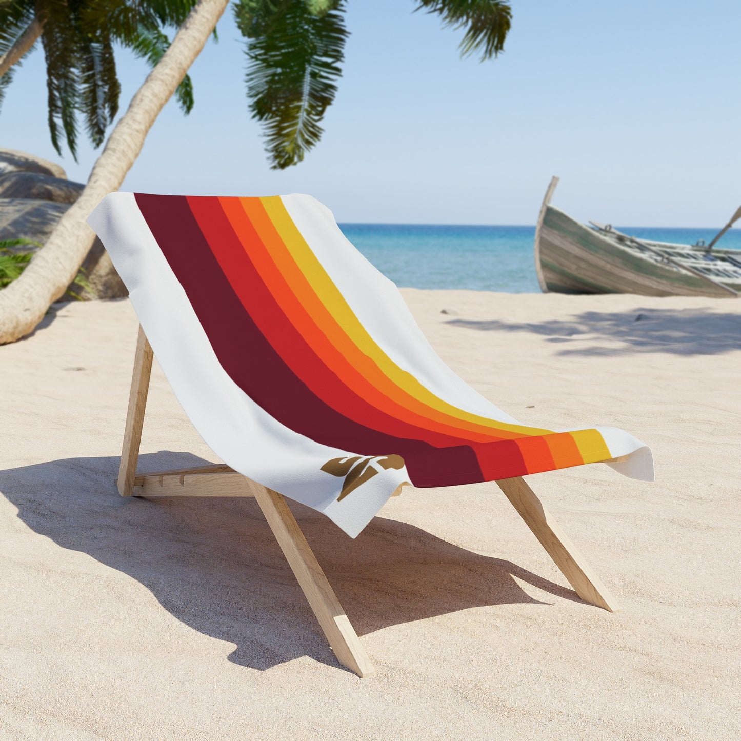 Desert Girl Red Retro Stripe Beach Towel