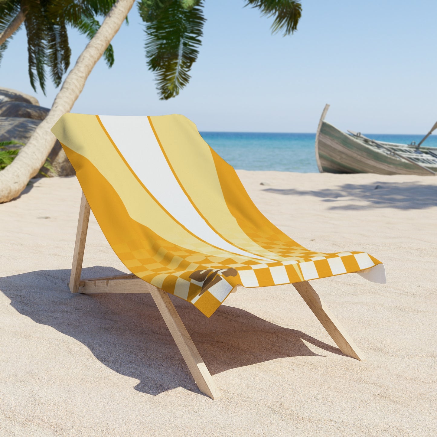 Desert Girl Yellow Strike Checkered Beach Towel