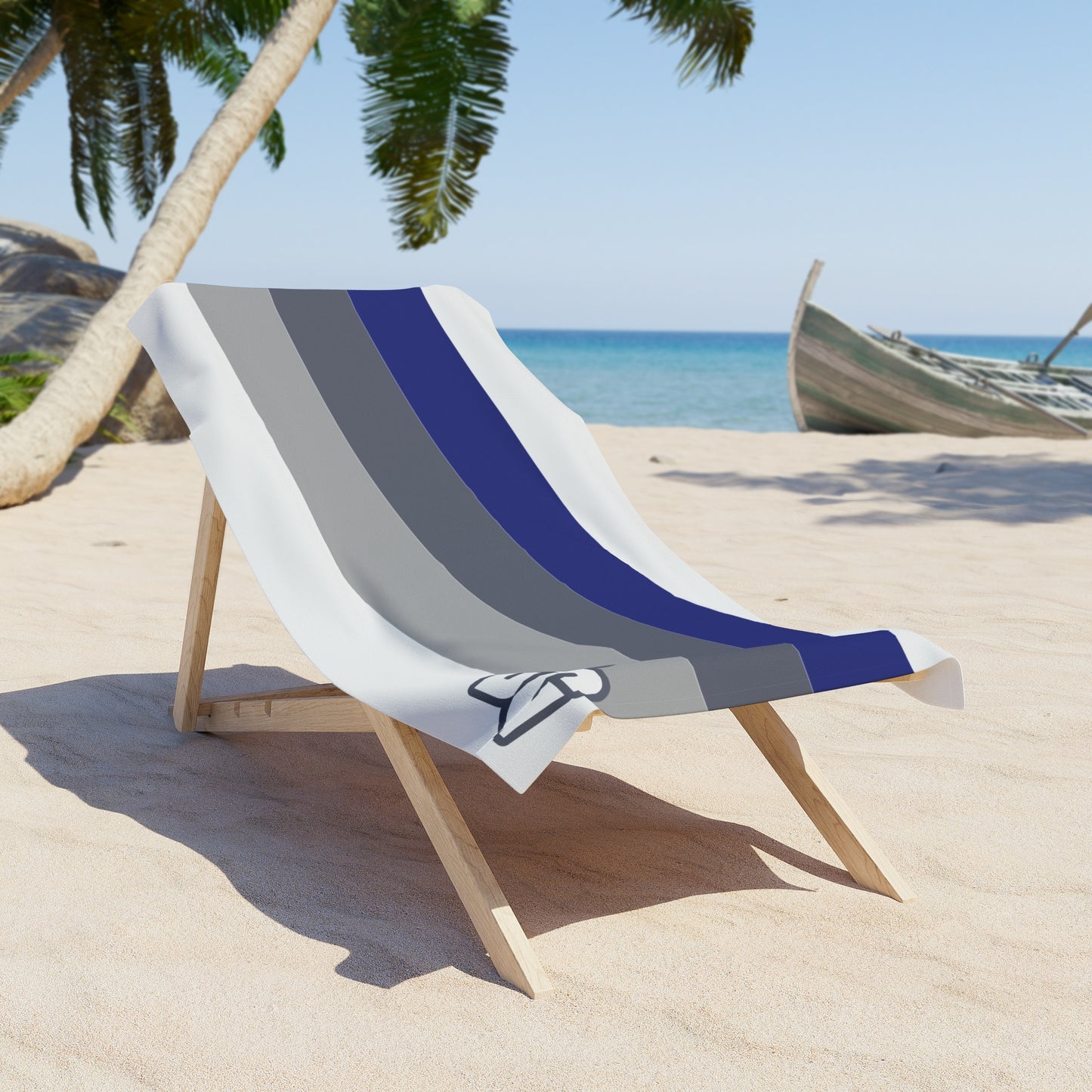Desert Girl Grey Blue Stripe Beach Towel