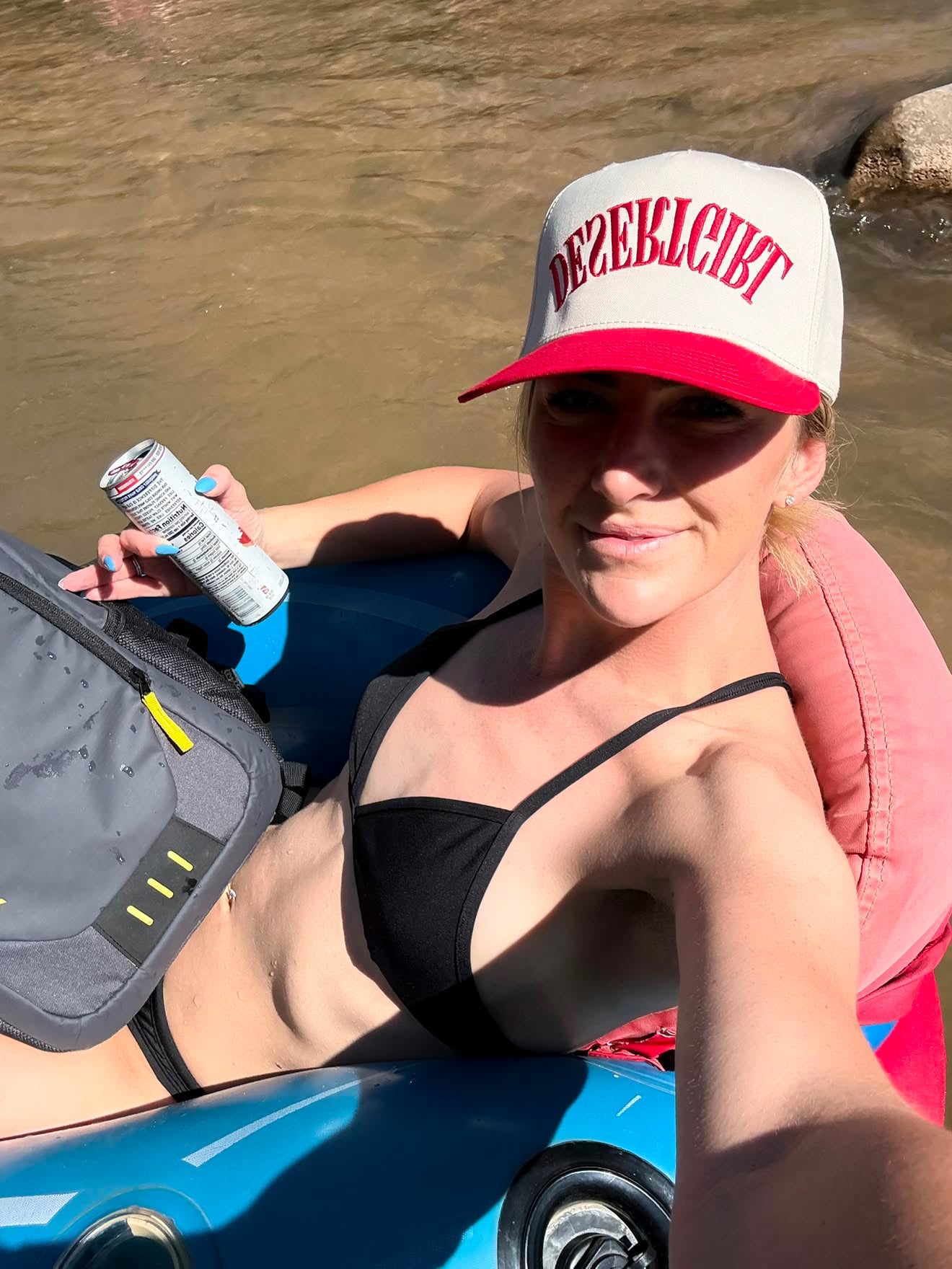 DESERT GIRL Upside Down Canvas Trucker Hat - RED