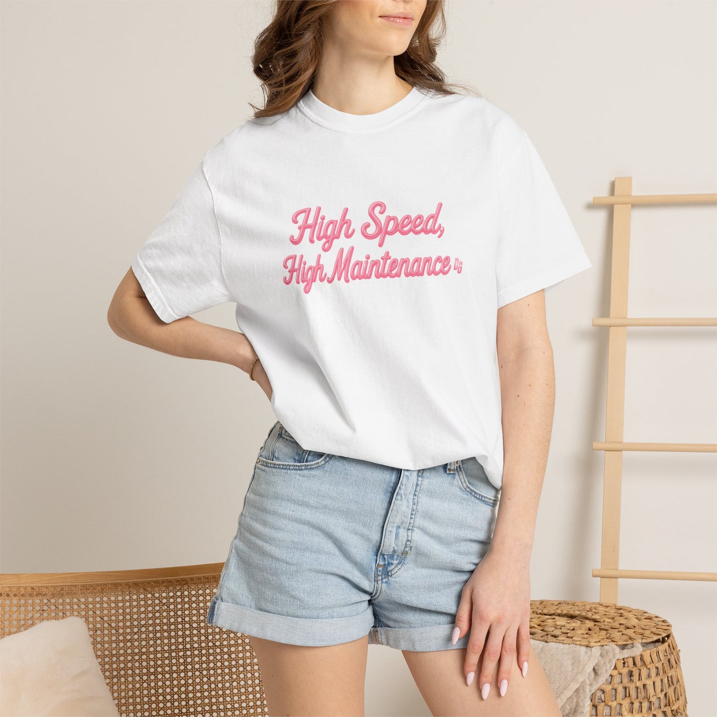 High Speed, High Maintenance Comfort Colors Tee - BUBBLEGUM