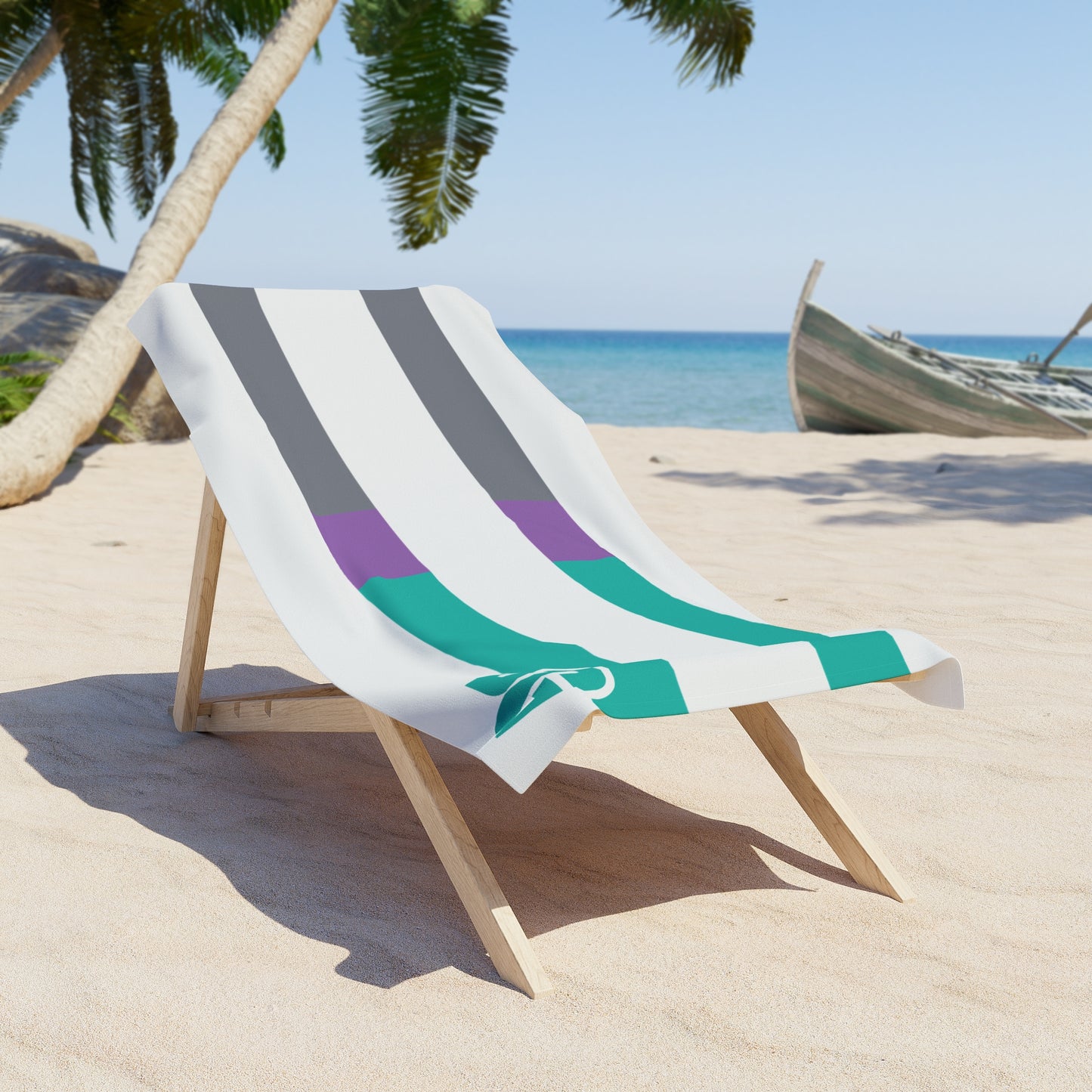 Desert Girl Grey Purple Teal Beach Towel