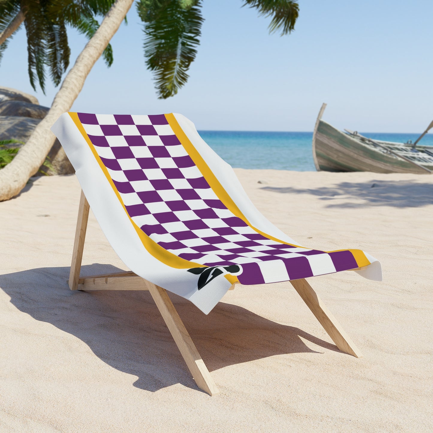 Desert Girl Purple Yellow Checks Beach Towel