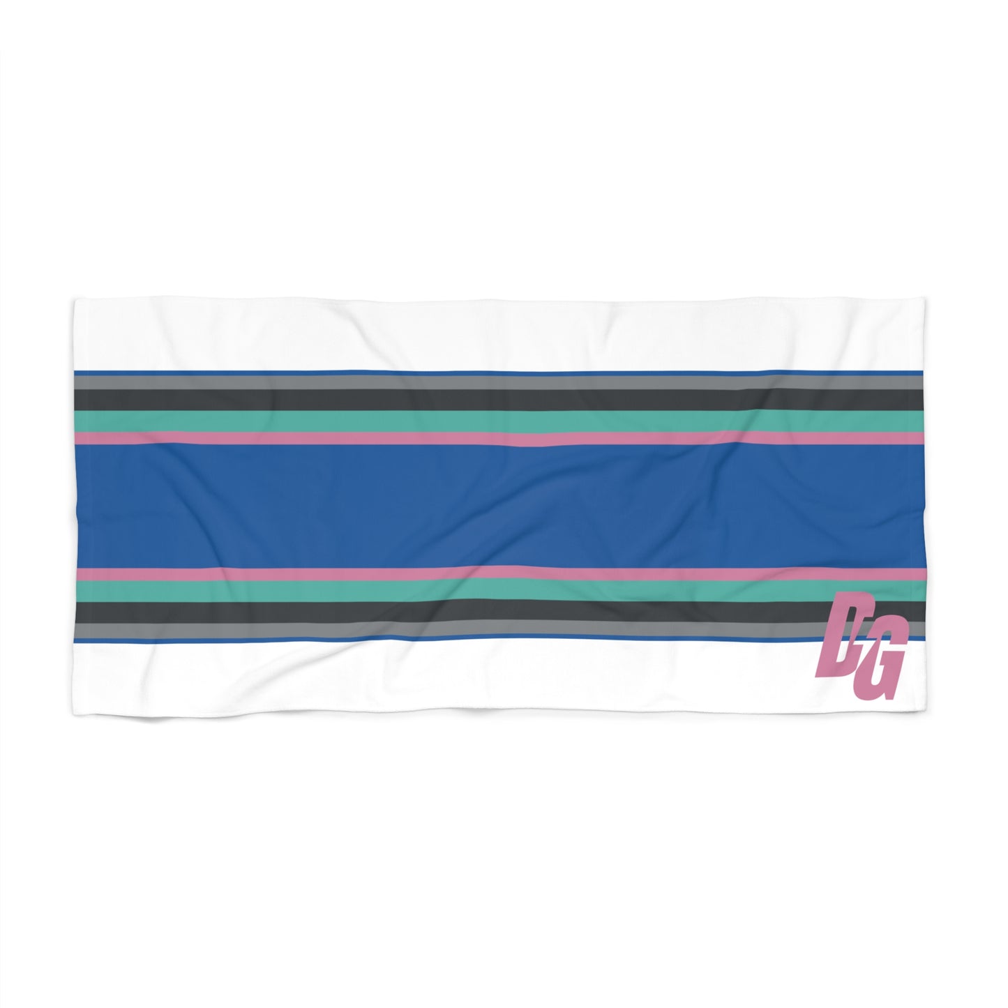 Desert Girl Pink Blue Retro Striped Beach Towel