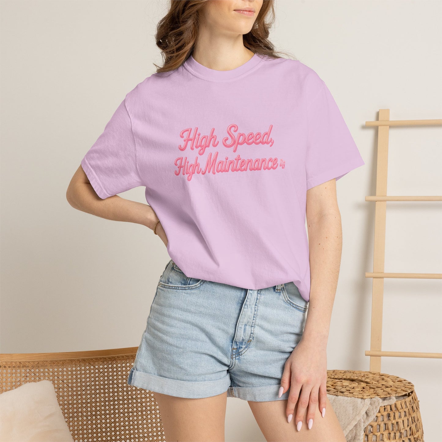 High Speed, High Maintenance Comfort Colors Tee - BUBBLEGUM