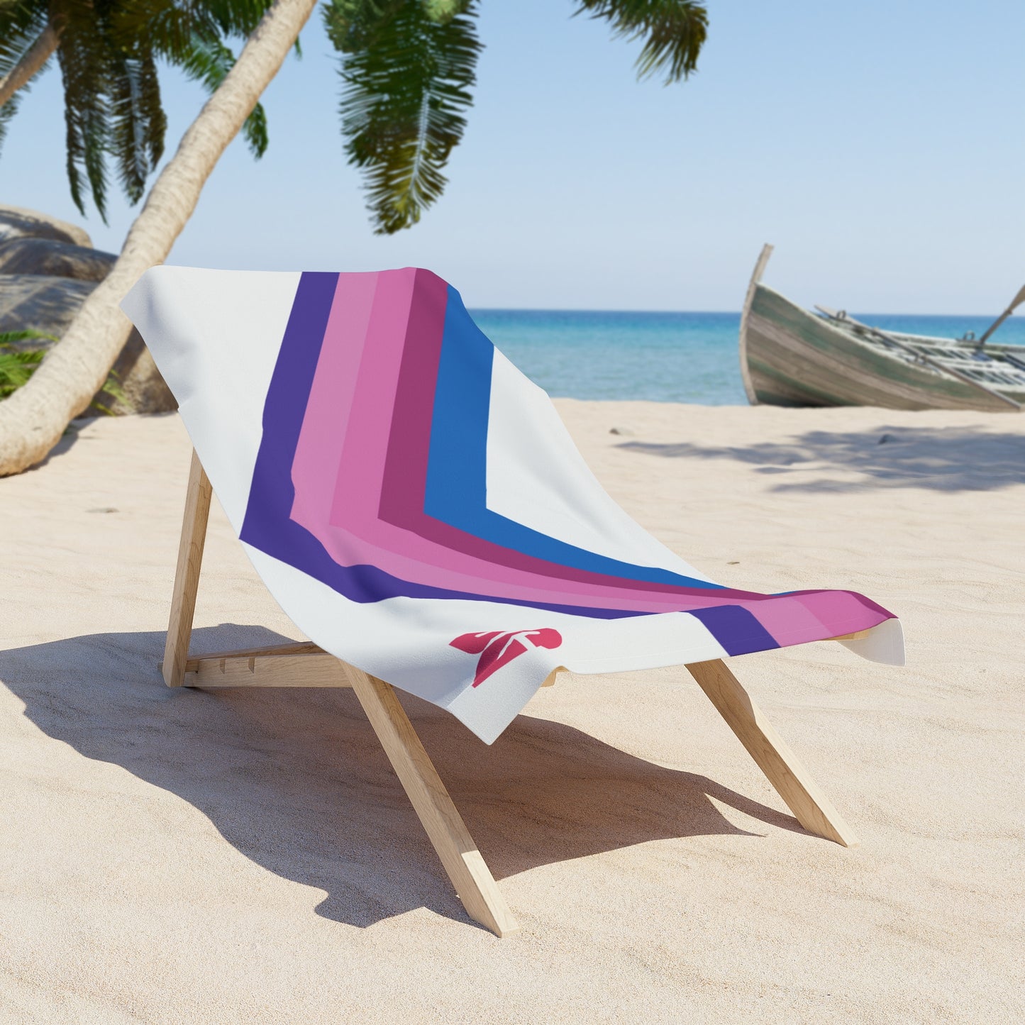 Desert Girl Blue Pink Purple V Beach Towel