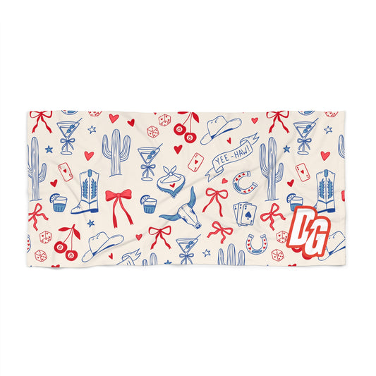 Lucky All Anerican Cowgirl Desert Girl Beach Towel