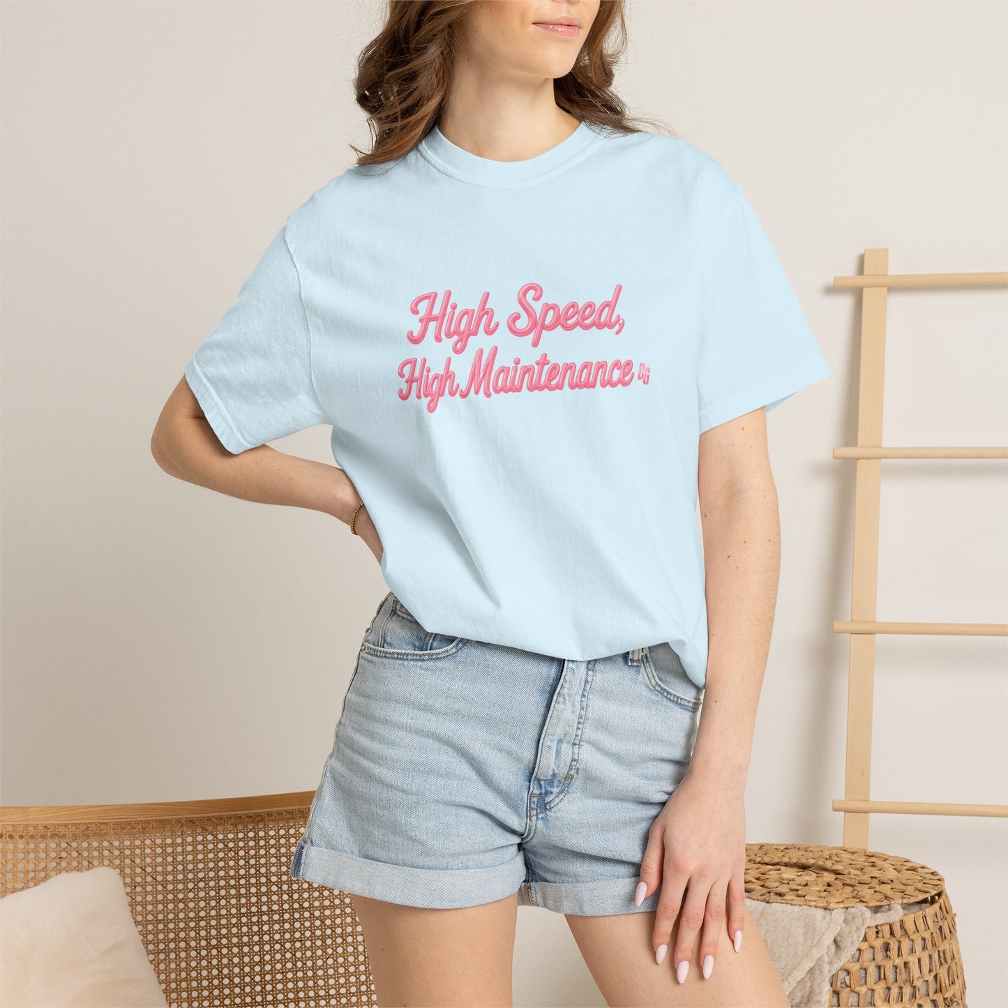 High Speed, High Maintenance Comfort Colors Tee - BUBBLEGUM