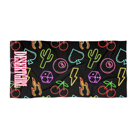 Neon Dreams Desert Girl Beach Towel