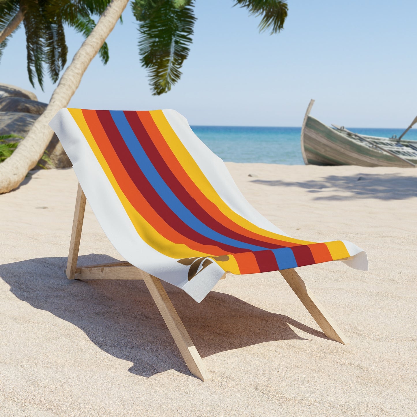 Desert Girl Retro Striped Beach Towel
