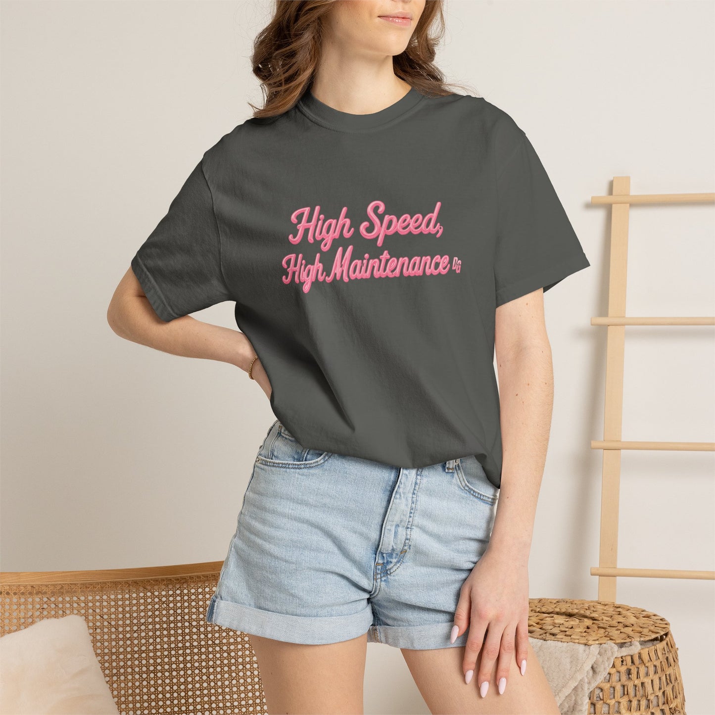 High Speed, High Maintenance Comfort Colors Tee - BUBBLEGUM