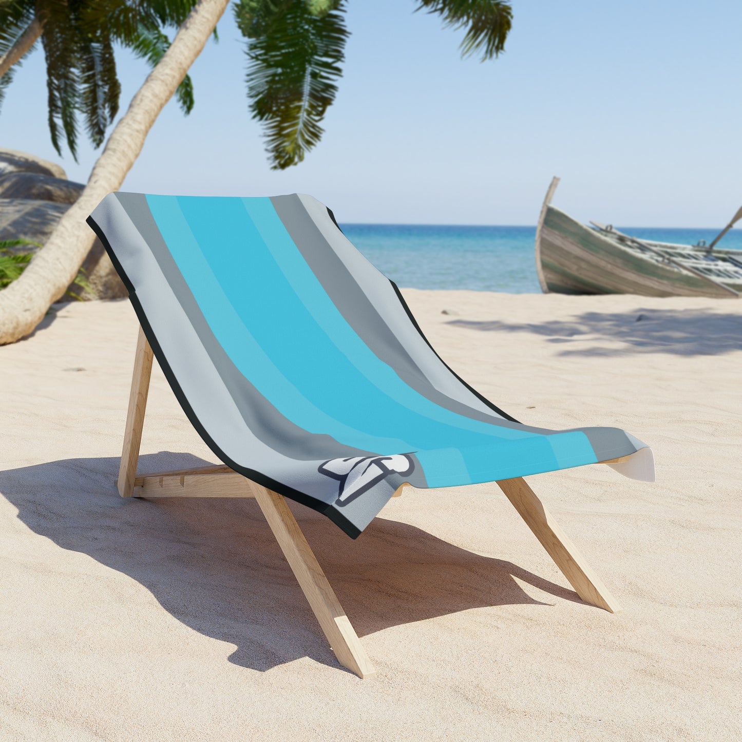 Desert Girl Grey Blue Stripe Beach Towel