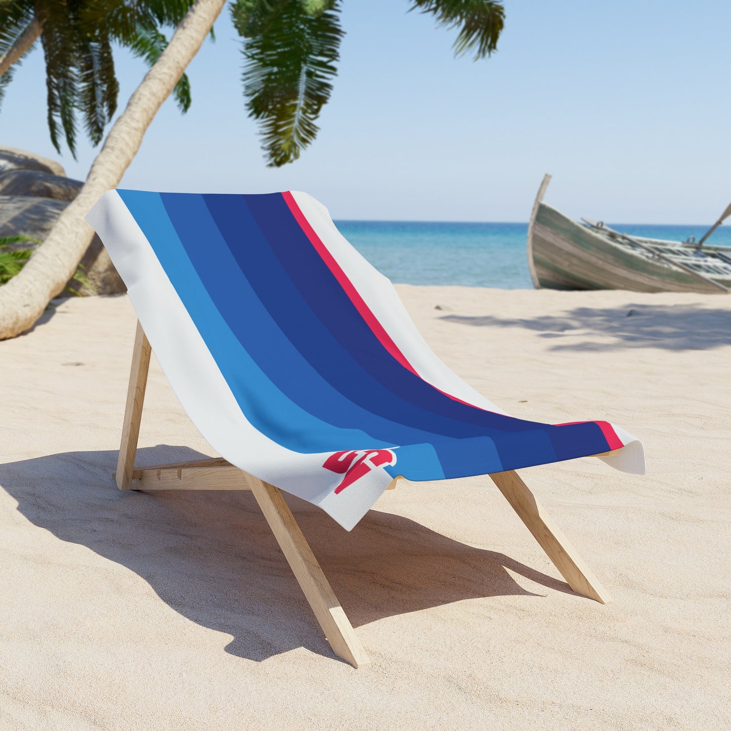Desert Girl Blue Stripe Pink Accent Beach Towel