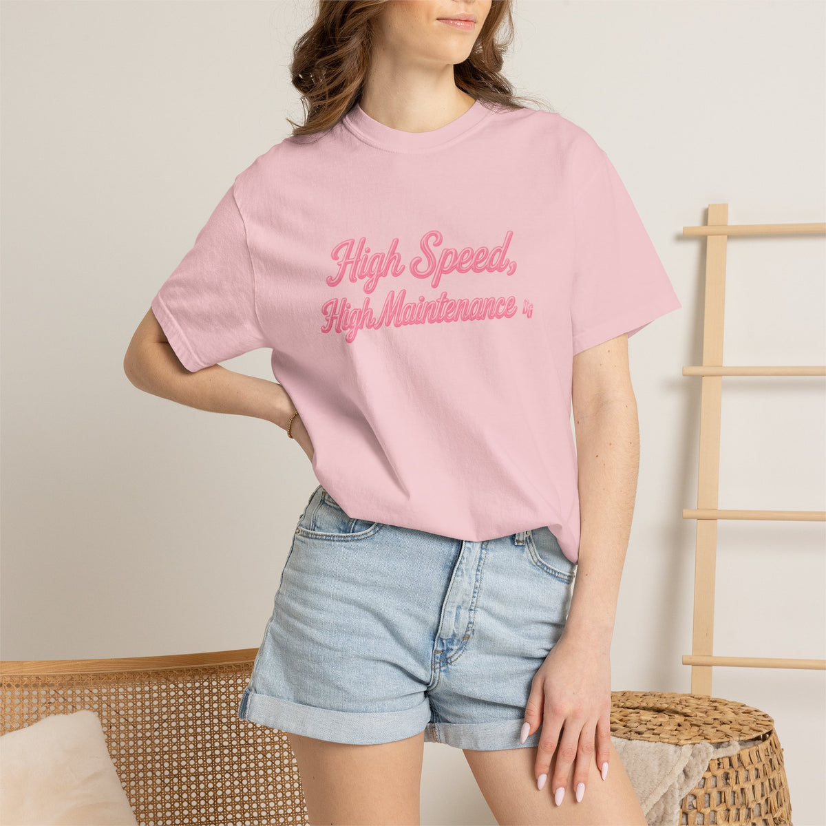 High Speed, High Maintenance Comfort Colors Tee - BUBBLEGUM