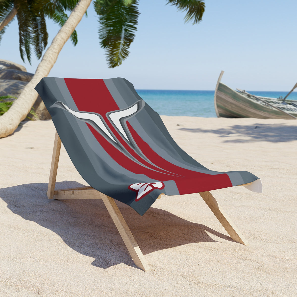 Desert Girl Red Grey Strike Beach Towel