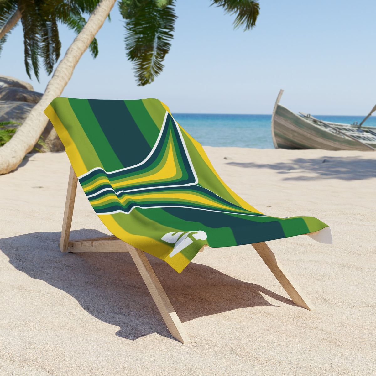 Desert Girl Green Yellow Beach Towel