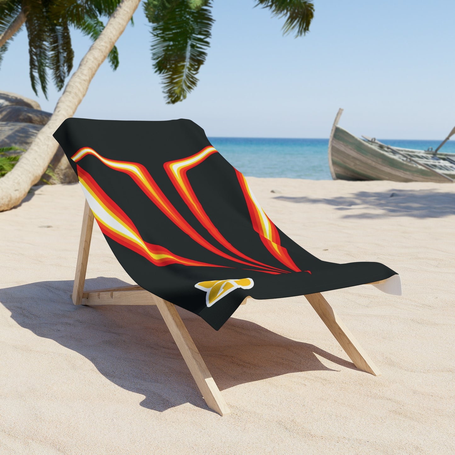 Desert Girl Black Red Yellow Strike Beach Towel