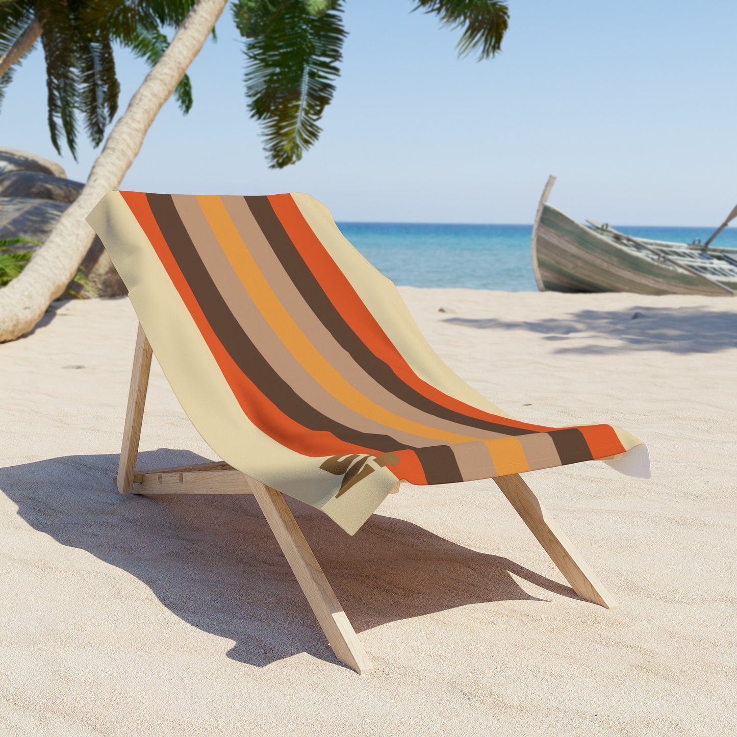 Desert Girl Oranges Retro Striped Beach Towel