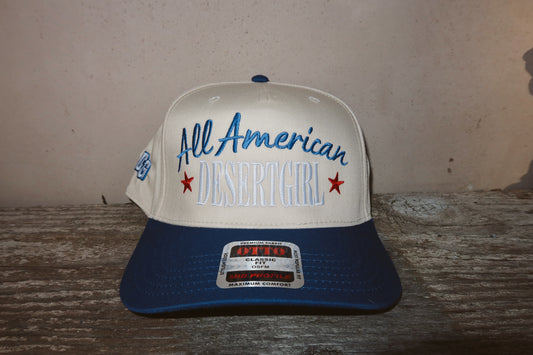 All American Desert Girl Canvas Trucker Hat - BLUE