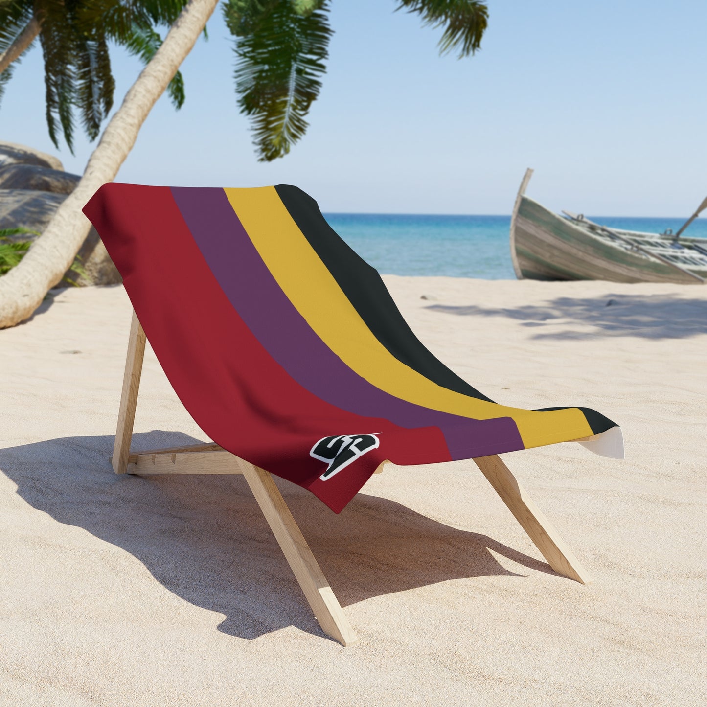 Desert Girl Retro Stripe Beach Towel