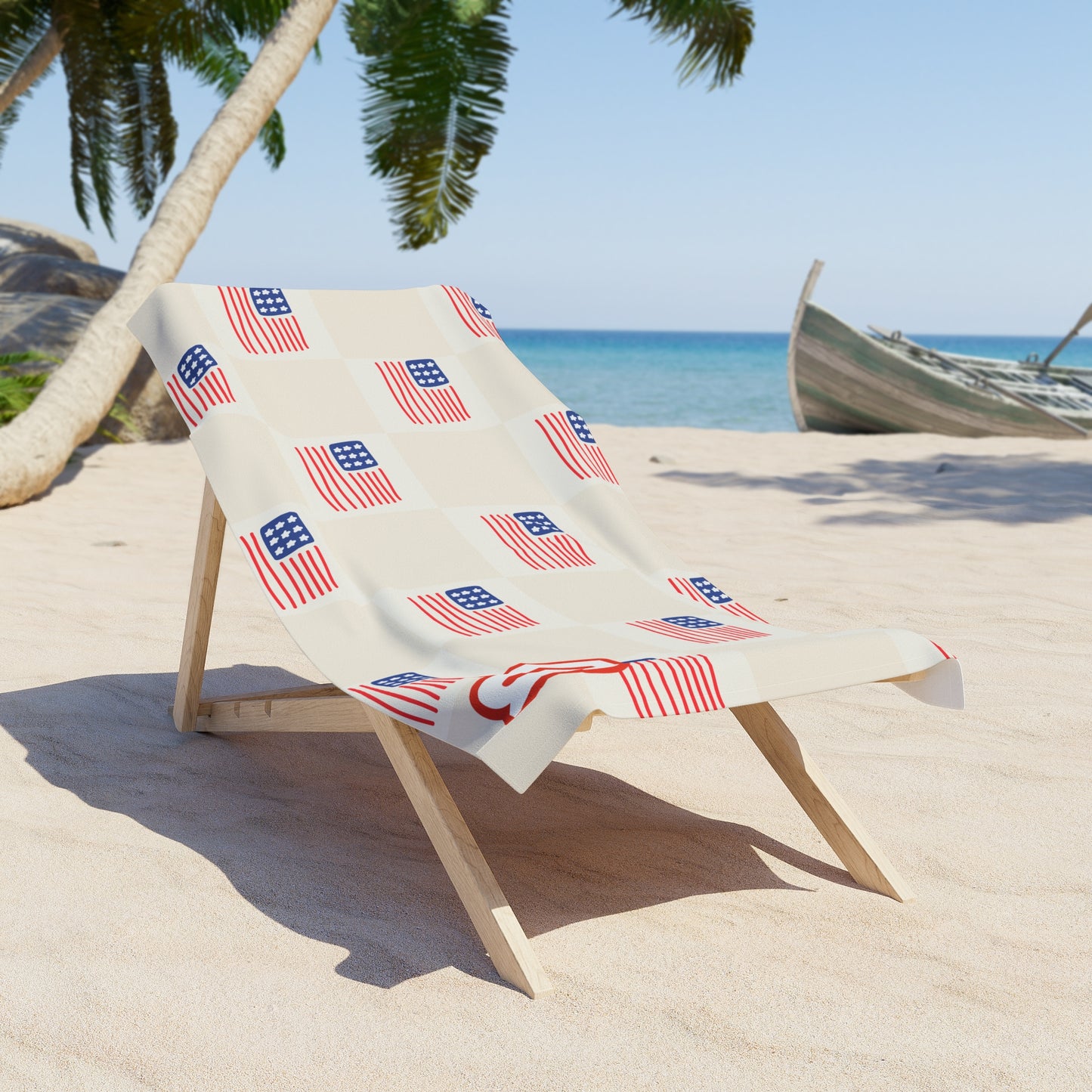 Checkered USA Desert Girl Beach Towel