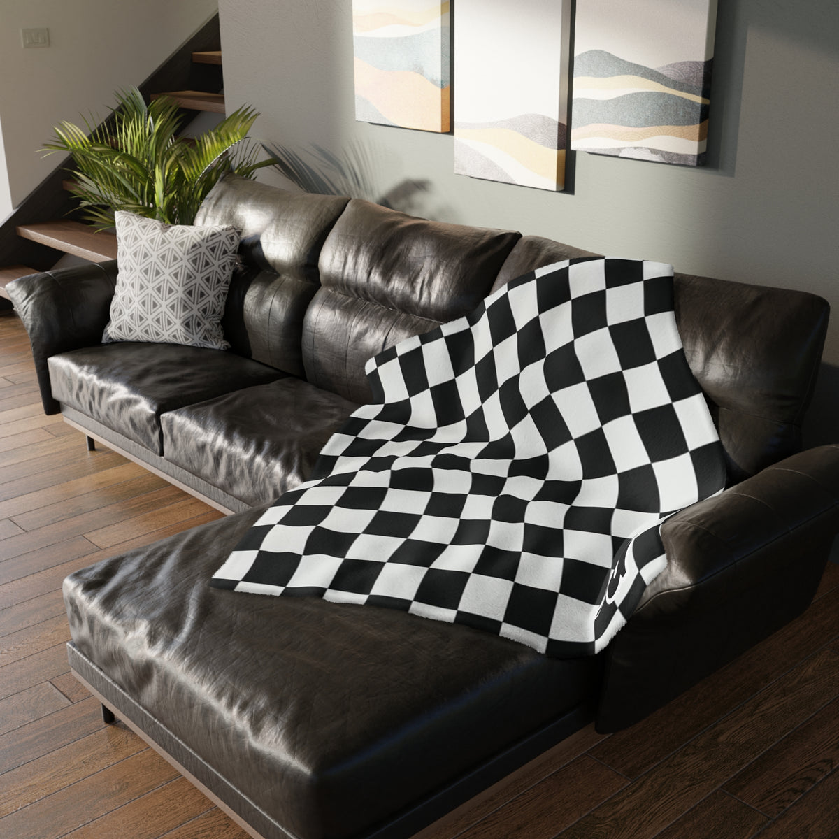 DESERTGIRL Checkered Fuzzy Blanket ( Double Sided )