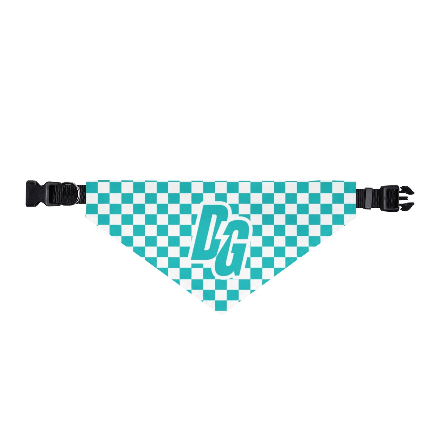 Teal Checkered Desert Girl Clip-on Pet Bandana