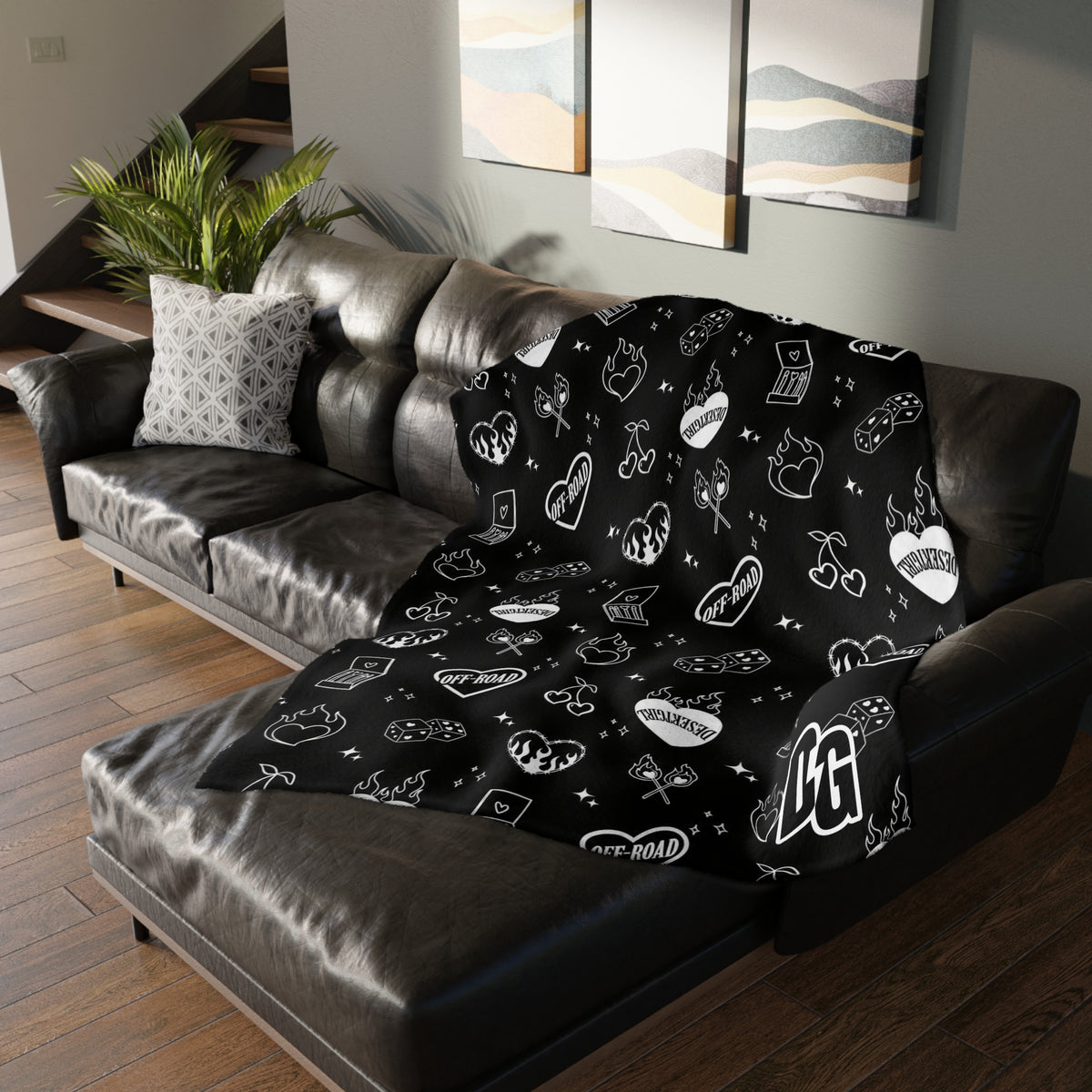 DESERTGIRL Off-Road Tattoo Fuzzy Blanket ( Double Sided )