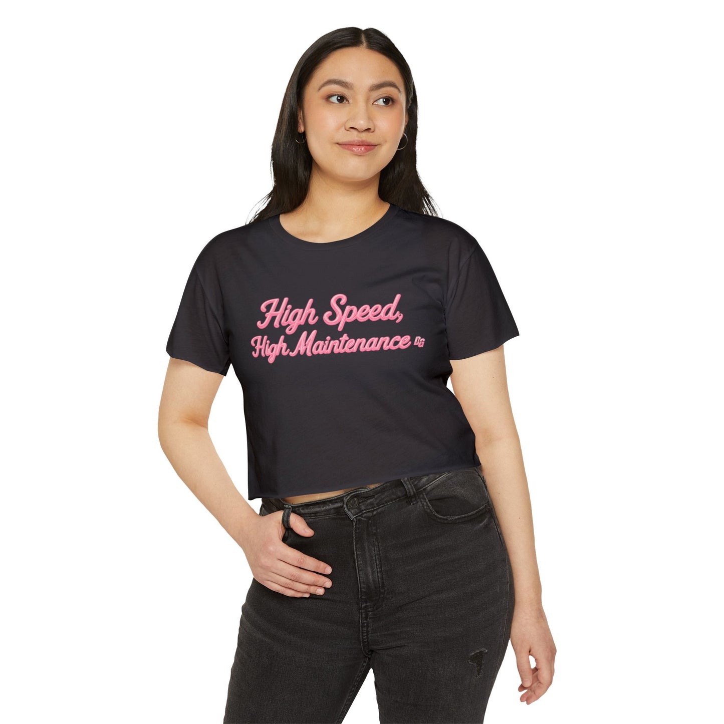 High Speed, High Maintenance Crop Tee - BUBBLEGUM