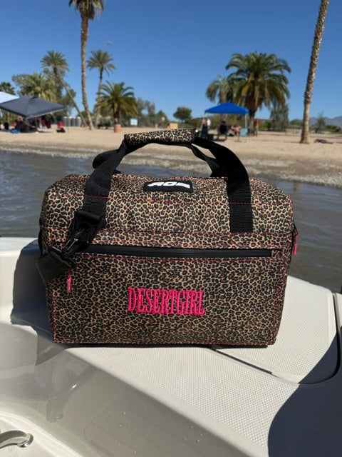 DESERT GIRL x AO COOLERS LEOPARD CAN COOLER - USA + WOMEN MADE
