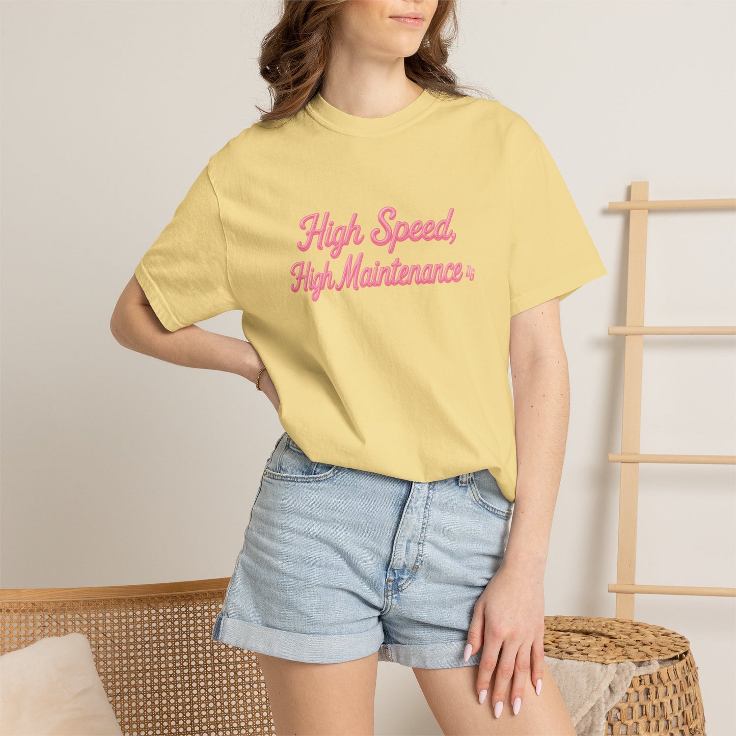 High Speed, High Maintenance Comfort Colors Tee - BUBBLEGUM