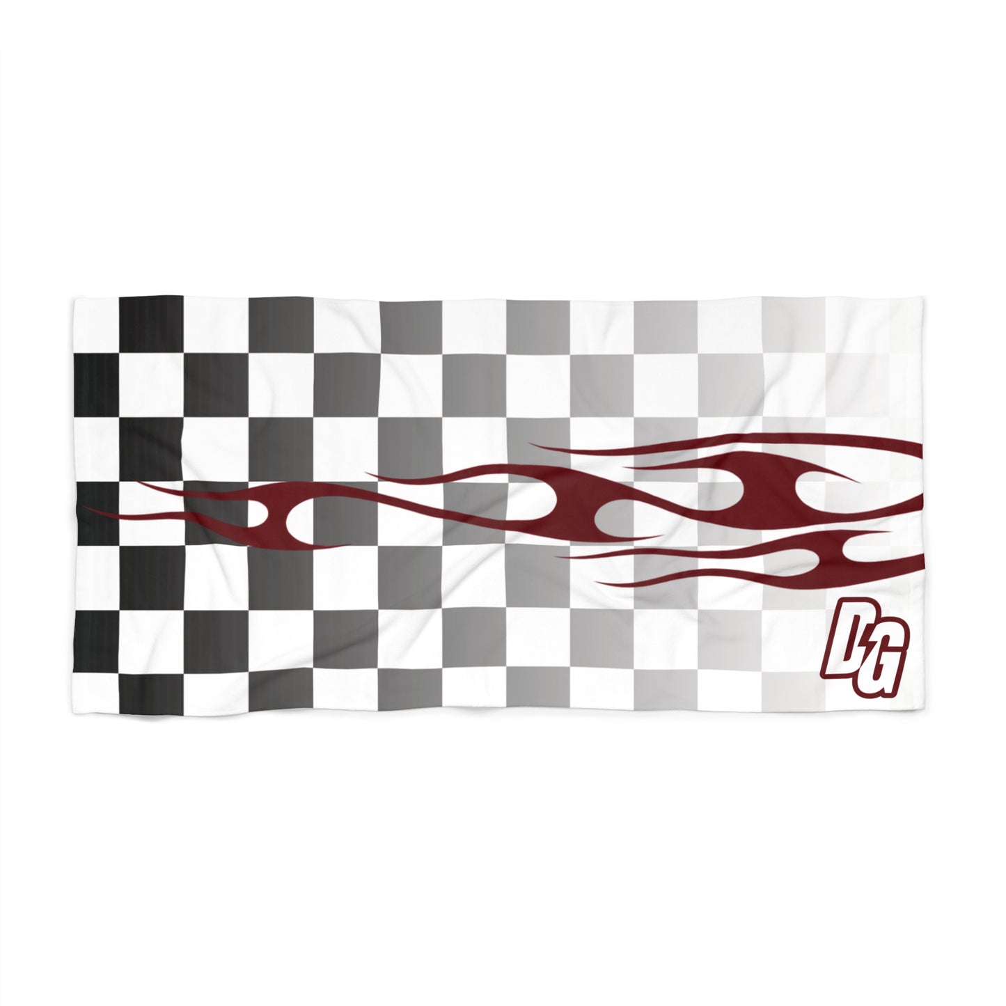 Desert Girl Maroon Flame Checkered Beach Towel
