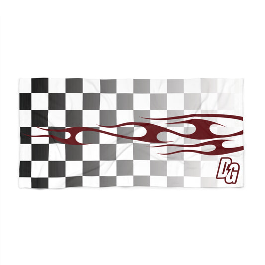 Desert Girl Maroon Flame Checkered Beach Towel