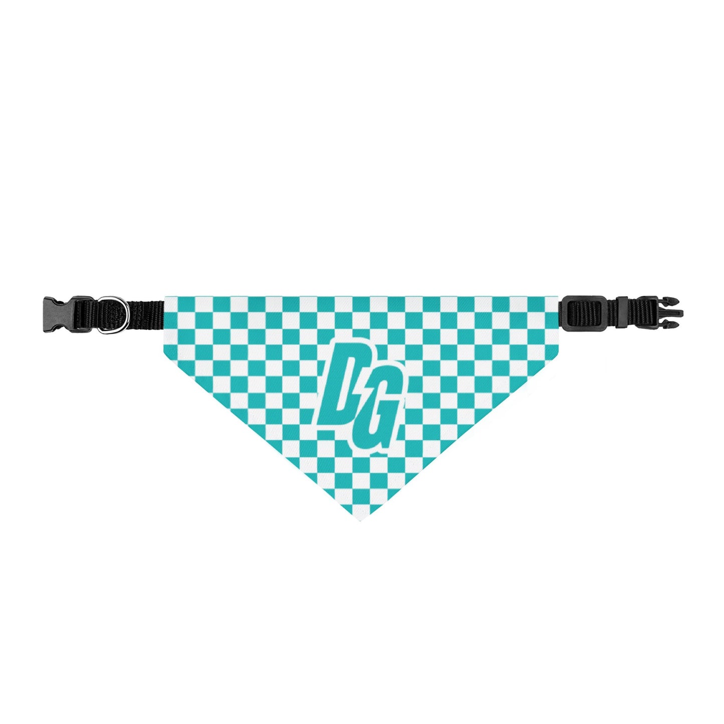 Teal Checkered Desert Girl Clip-on Pet Bandana