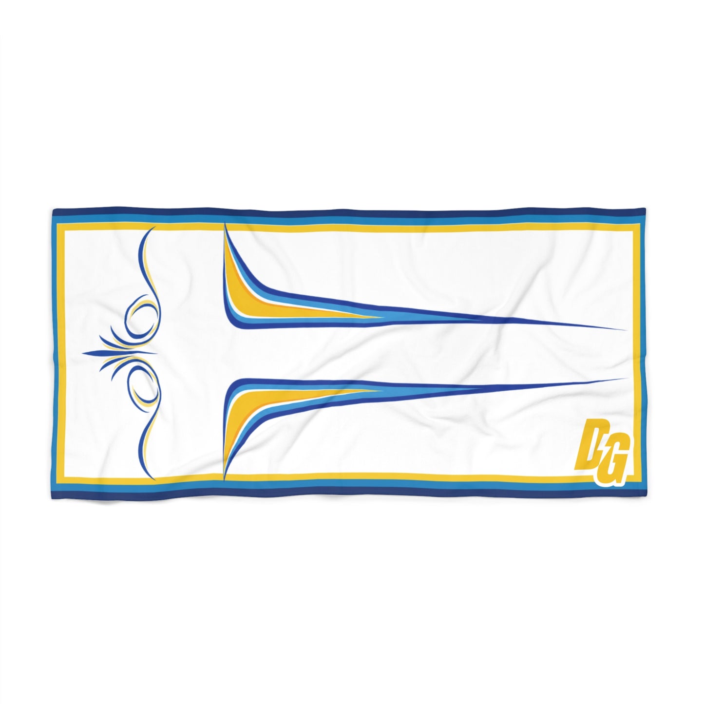 Desert Girl Blue Yellow Pinstripe Beach Towel