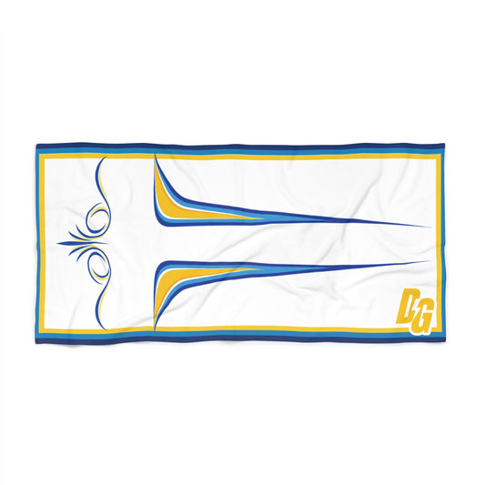 Desert Girl Blue Yellow Pinstripe Beach Towel