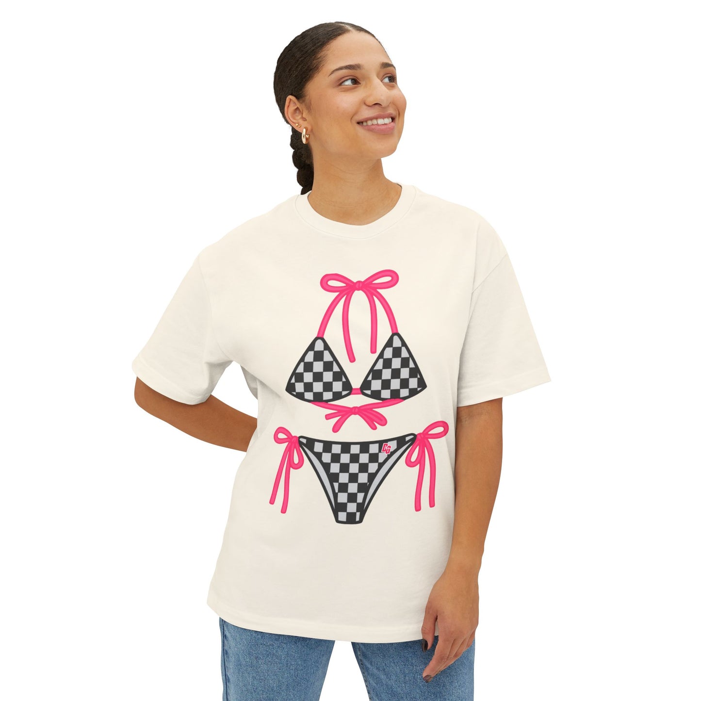 Checkered Bikini DG Oversized Boxy Tee