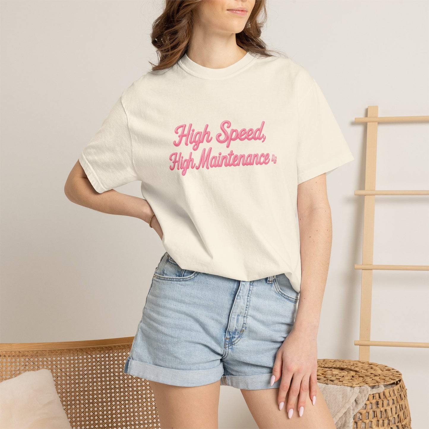 High Speed, High Maintenance Comfort Colors Tee - BUBBLEGUM