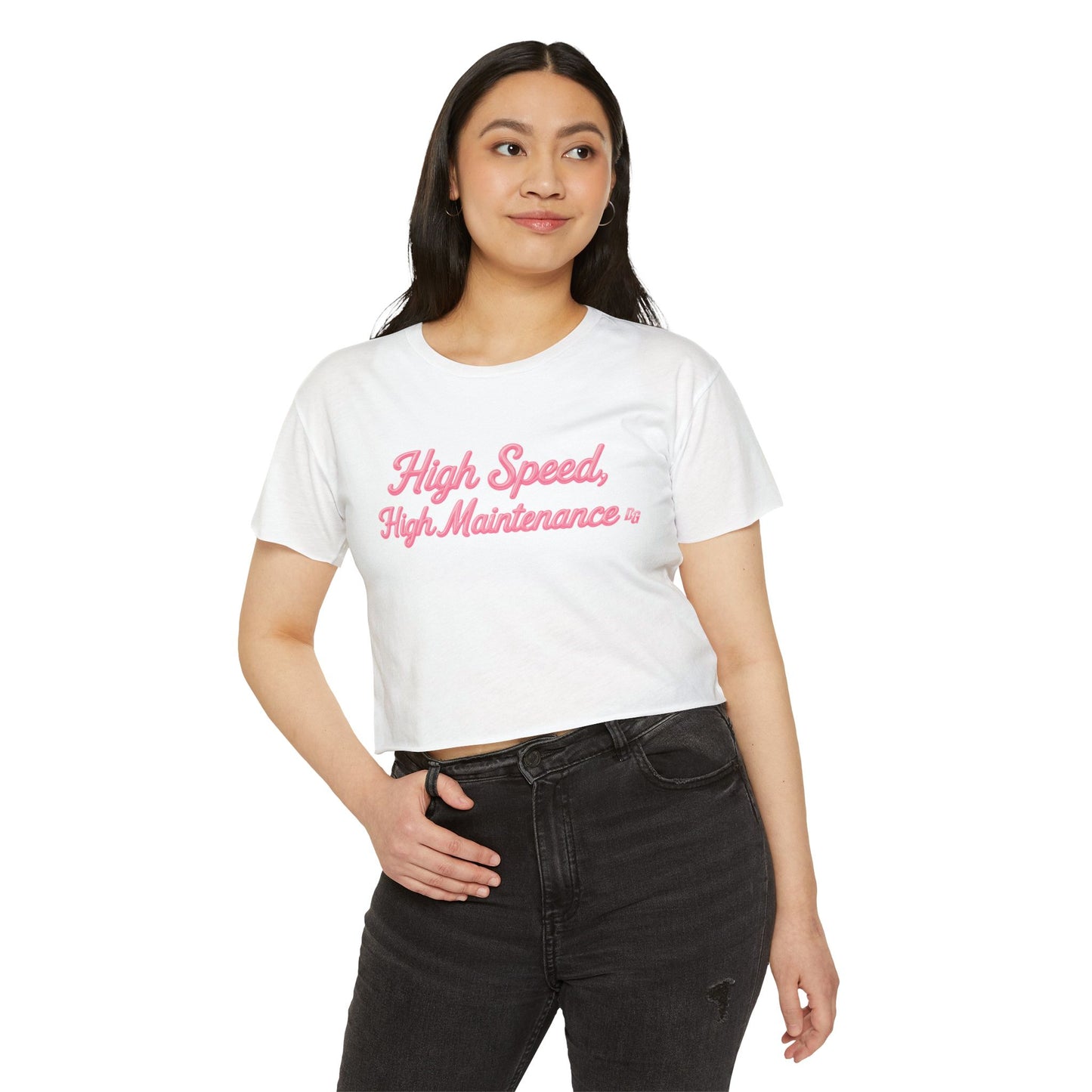 High Speed, High Maintenance Crop Tee - BUBBLEGUM