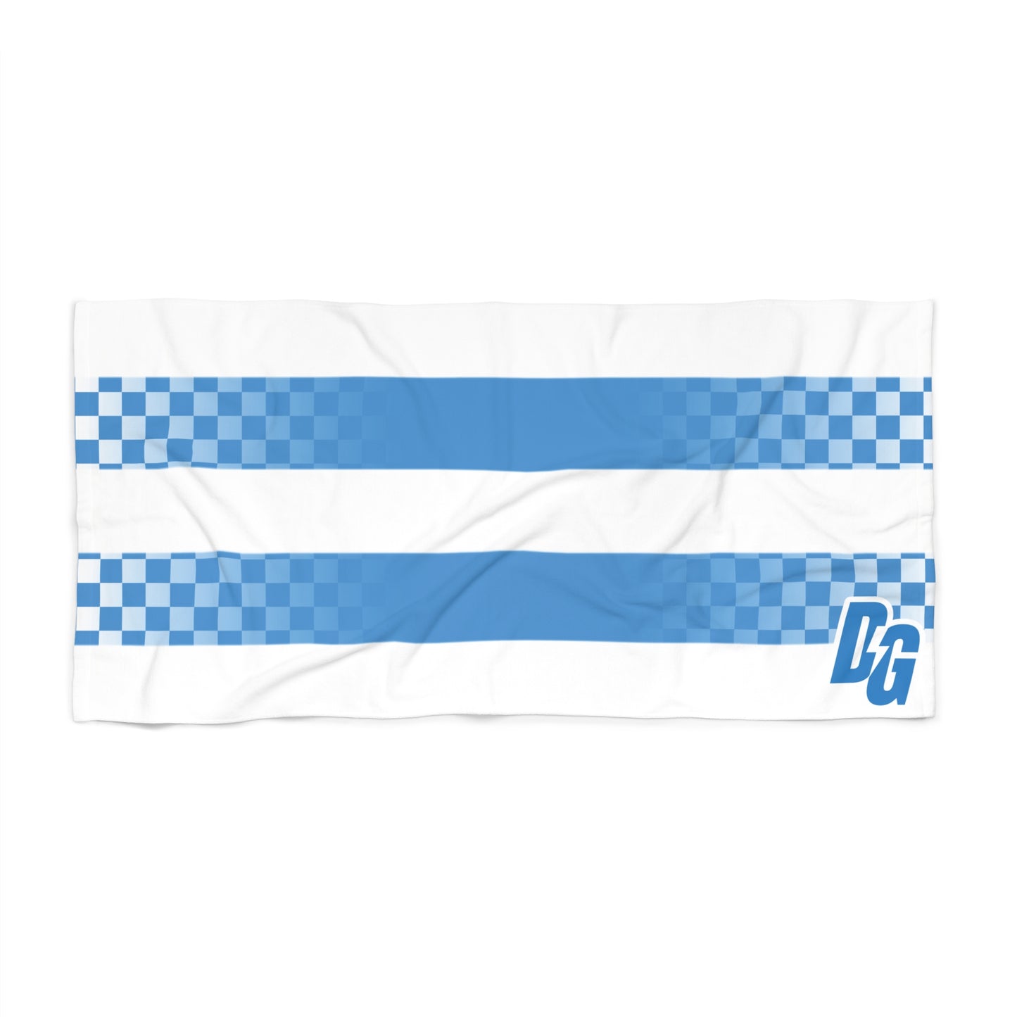 Desert Girl Blue Checkered Stripe Beach Towel