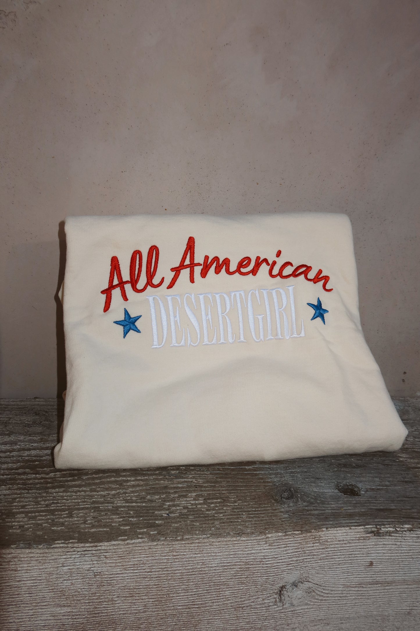 All American Desert Girl Embroidered Crewneck