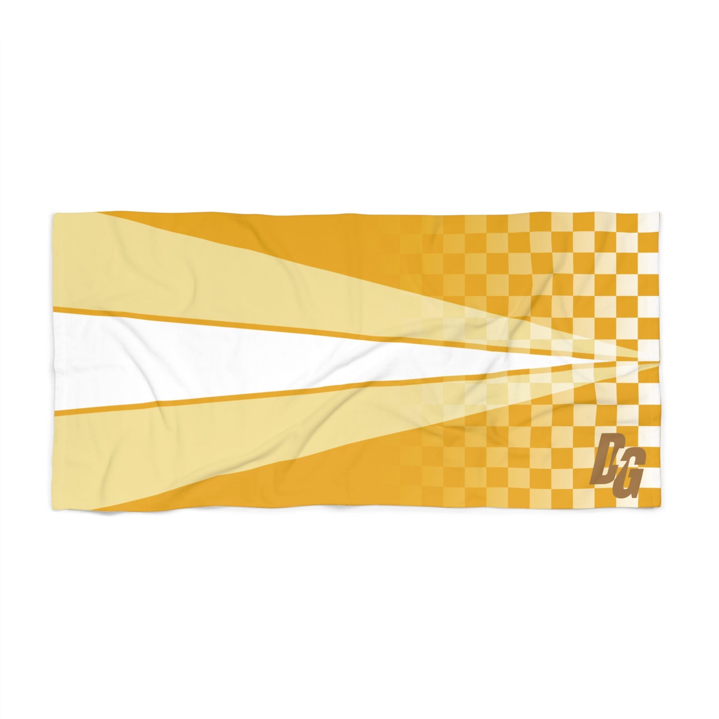 Desert Girl Yellow Strike Checkered Beach Towel