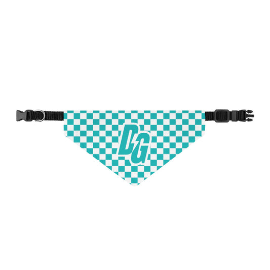 Teal Checkered Desert Girl Clip-on Pet Bandana