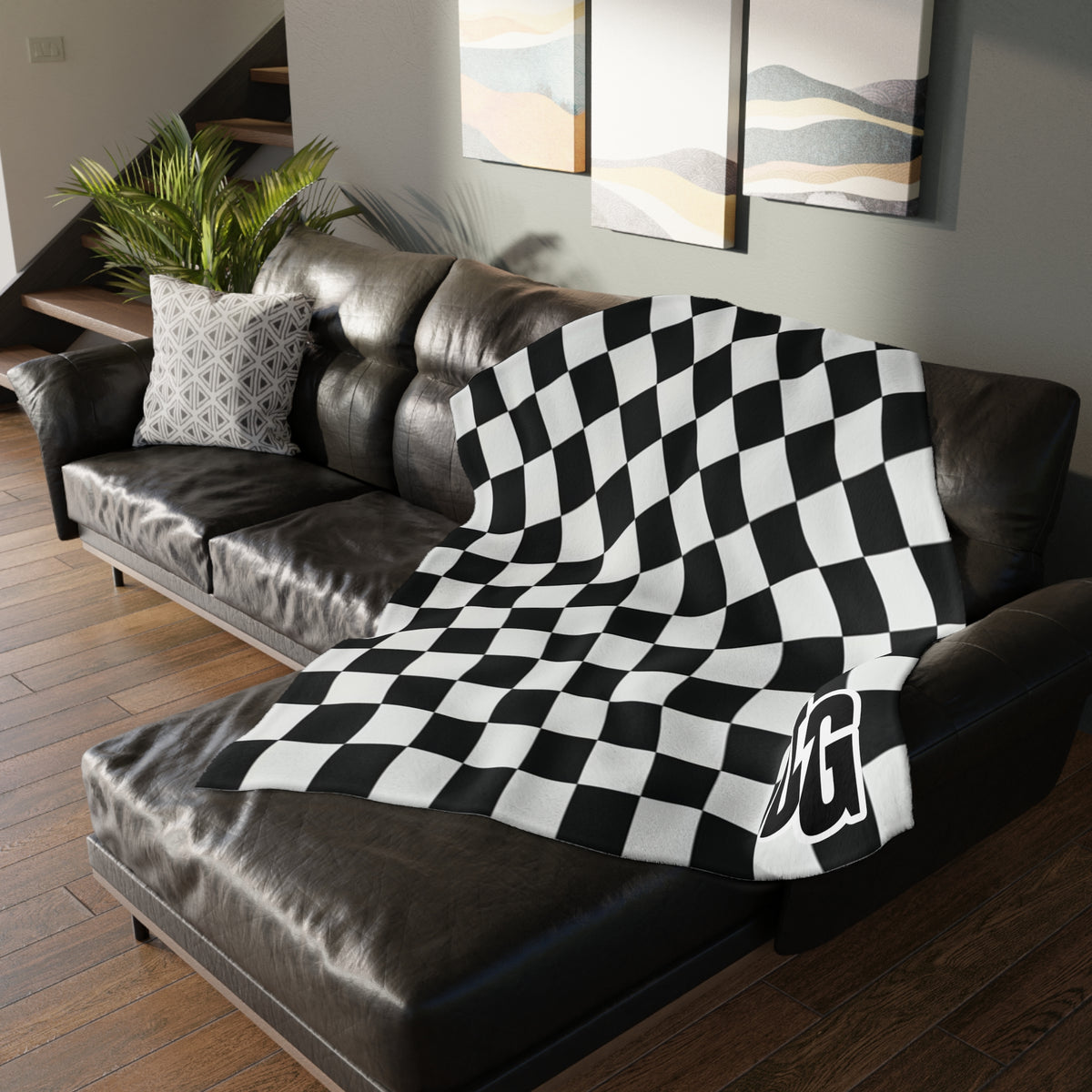DESERTGIRL Checkered Fuzzy Blanket ( Double Sided )