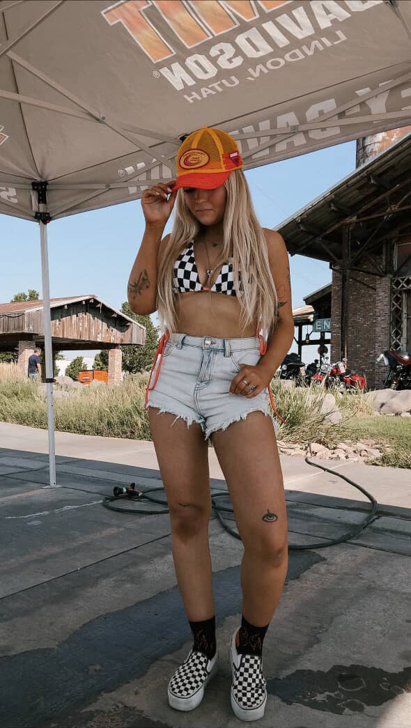 DG Checkered Triangle Bikini Set - ORANGE